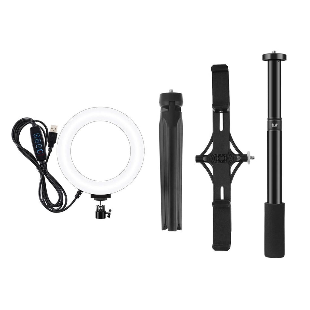 Live Broadcast Phone Bracket & Tripod Mount with Extension Rod & 6.2 Inch Led Ring Light Kit