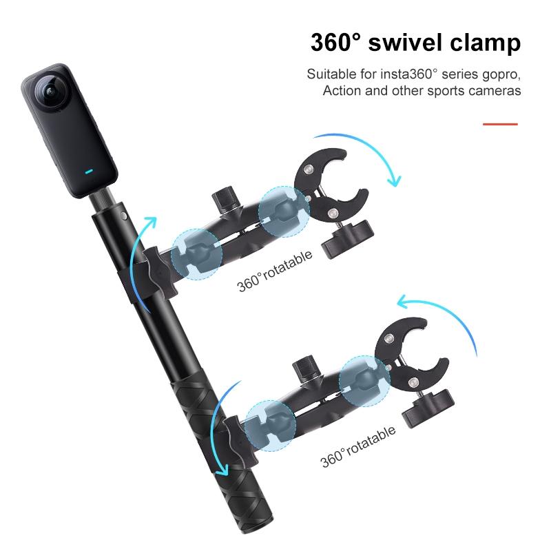 Adjustable Dual-head Handlebar Mount for Motorcycle Selfie Stick