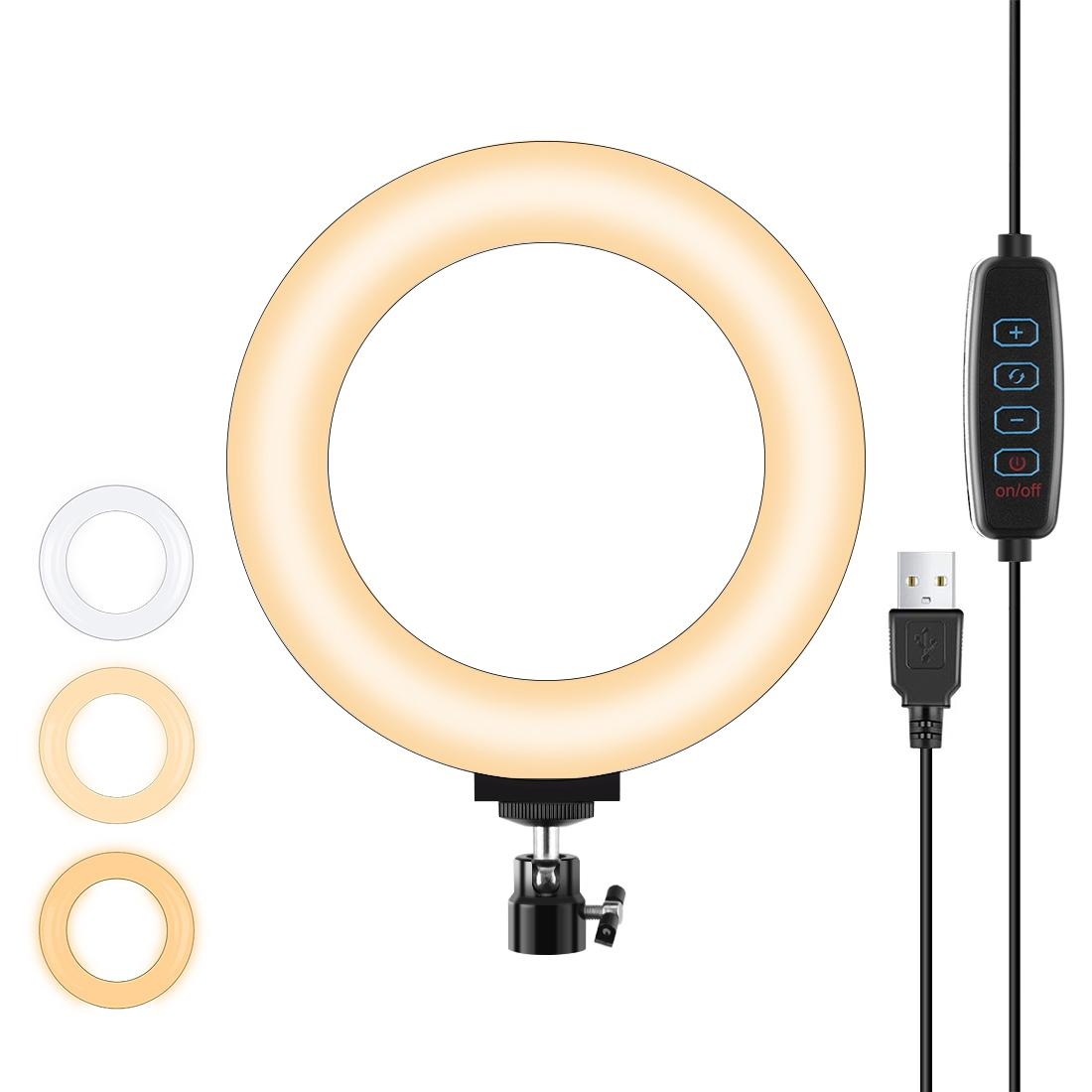 16cm Usb Led Ring Light with Tripod and 3 Modes - Black