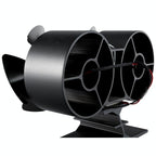 8-blade Double Head Heat Powered Stove Fan - Aluminum