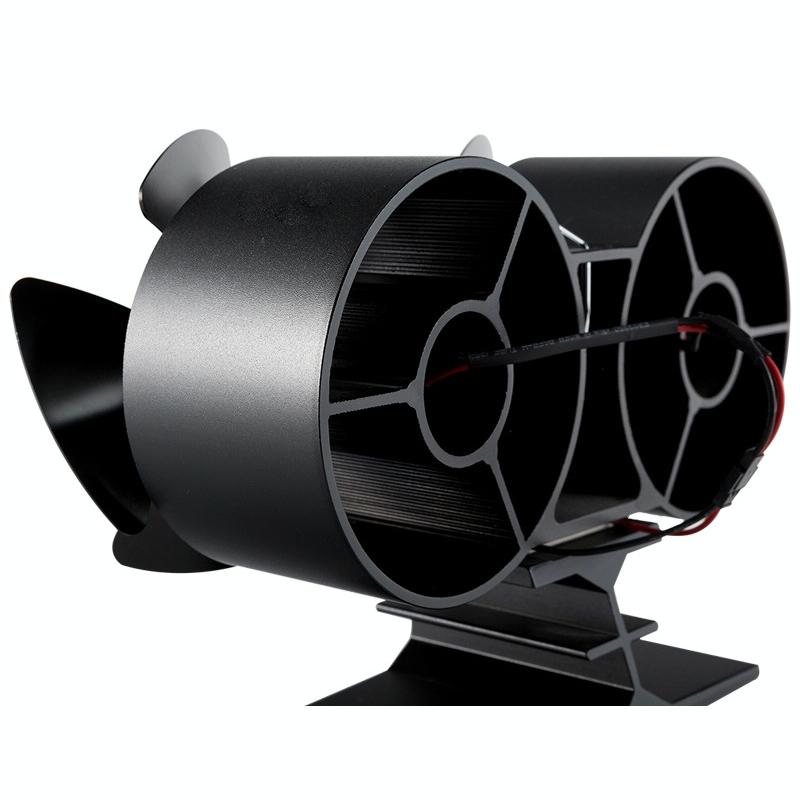 8-blade Double Head Heat Powered Stove Fan - Aluminum