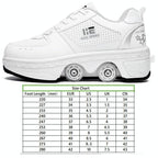 Versatile Double Row Rune Roller Skates - Size 42 - Low-Top Without Light (White)