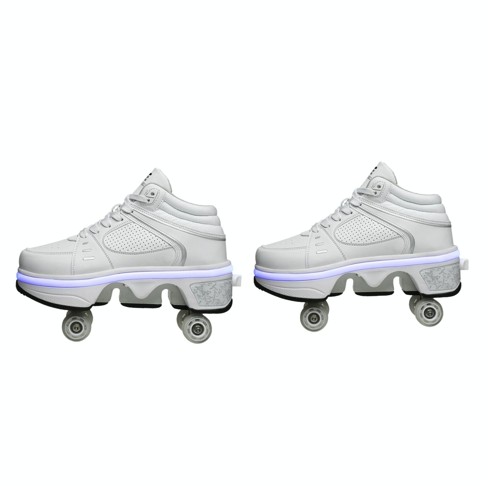 Versatile Double Row Rune Roller Skates - Size 42 - Low-Top Without Light (White)