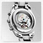 Waterproof Luminous Mechanical Watch for Men - Multifunction - Steel Band + White