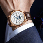 Waterproof Luminous Mechanical Watch for Men - Multifunction - Steel Band + White