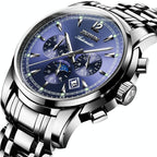 Waterproof Luminous Mechanical Watch for Men - 8750 - Silver Blue