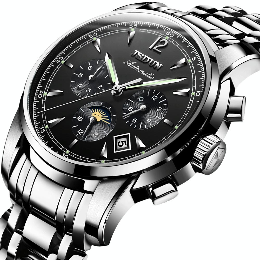 Waterproof Luminous Mechanical Watch for Men - 8750 - Silver Blue