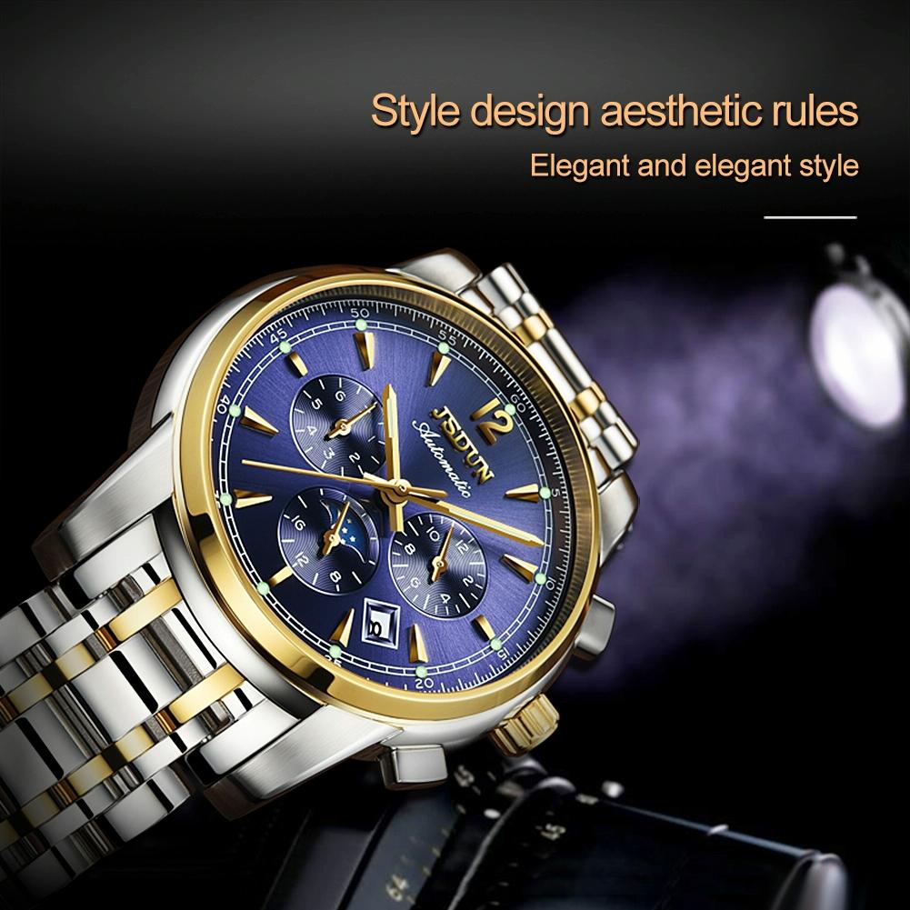 Waterproof Luminous Mechanical Watch for Men - 8750 - Silver Blue