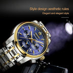 Waterproof Luminous Mechanical Watch for Men - 8750 - Silver Blue