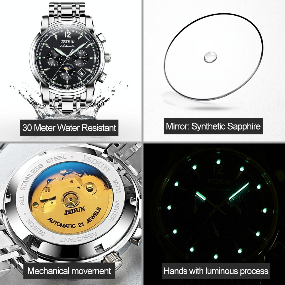 Waterproof Luminous Mechanical Watch for Men - 8750 - Silver Blue