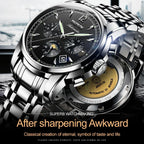 Waterproof Luminous Mechanical Watch for Men - 8750 - Silver Blue