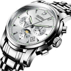 Waterproof Luminous Mechanical Watch for Men - 8750 - Silver Blue