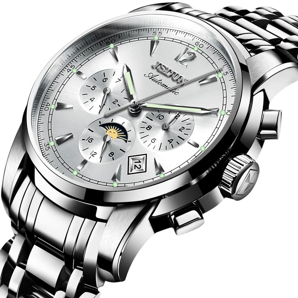 Waterproof Luminous Mechanical Watch for Men - 8750 - Silver Blue