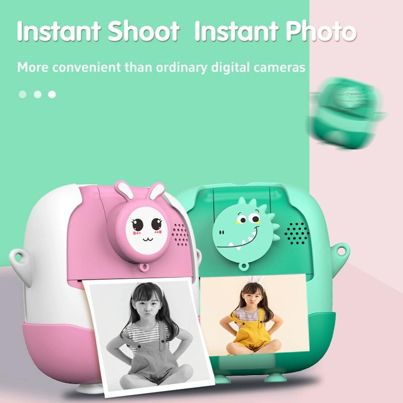 720P Hd Reversible Mini Digital Camera For Children - Cartoon Print - Pink