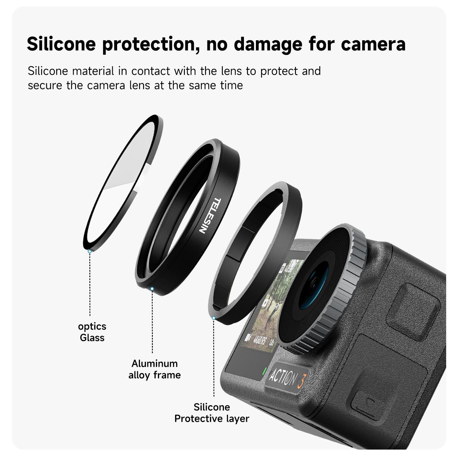 Aluminum Alloy Cpl Filter Set for Dji Action 3 / 4 Lens