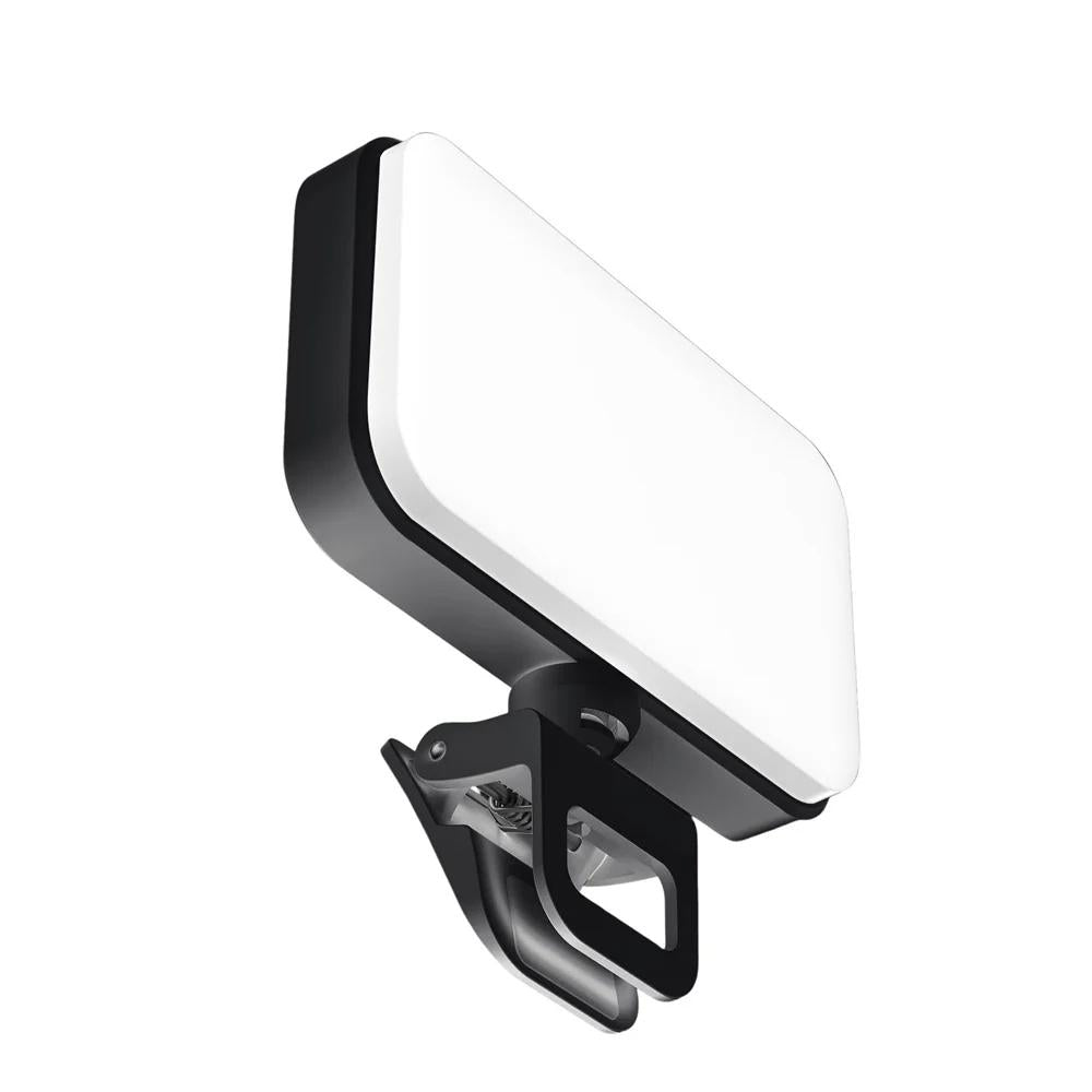 Rechargeable Clip-on Selfie Light with 66 Leds - 3 Modes for Phone Laptop Tablet - Black - White