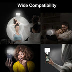 Rechargeable Clip-on Selfie Light with 66 Leds - 3 Modes for Phone Laptop Tablet - Black - White