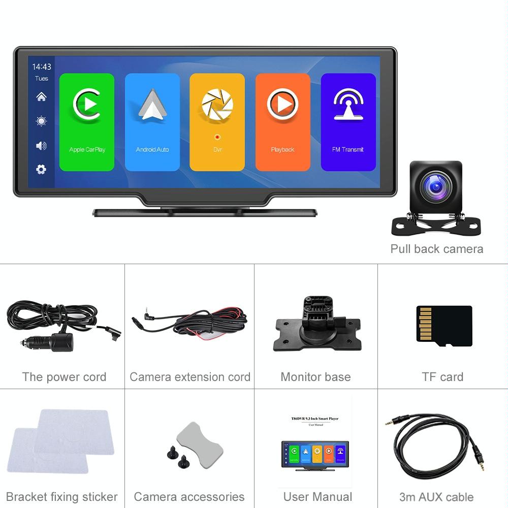 9.3 Hd Wired Smart Player With Wireless Carplay - Split-Screen Display Black