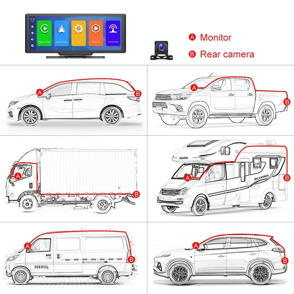 9.3 Hd Wired Smart Player With Wireless Carplay - Split-Screen Display Black
