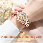Women Waterproof Mechanical Watch with Ceramic Band - Multifunctional and Elegant