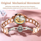 Women Waterproof Mechanical Watch with Ceramic Band - Multifunctional and Elegant