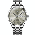 Waterproof Quartz Watch with Diamond Roman Scale for Men - Grey + Silver