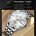 Waterproof Quartz Watch with Diamond Roman Scale for Men - Grey + Silver