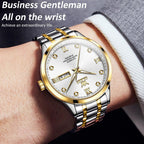 Waterproof Quartz Watch with Diamond Roman Scale for Men - Grey + Silver