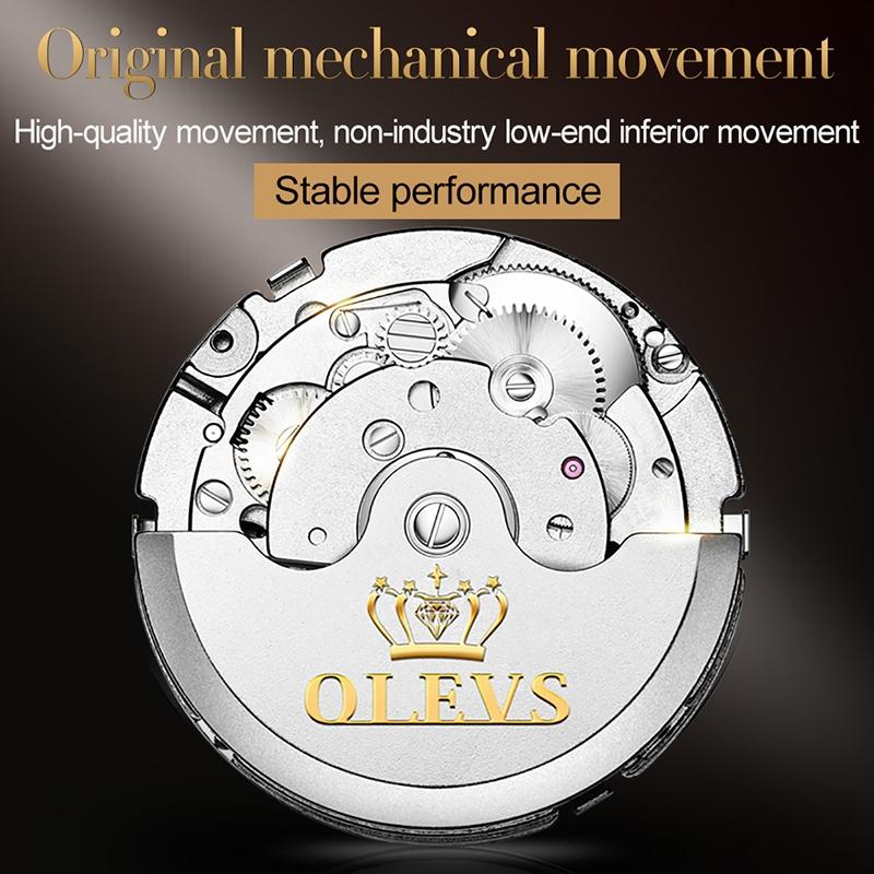 Waterproof Automatic Mechanical Watch for Men with Multi-function Flywheel - Silver Gold Green