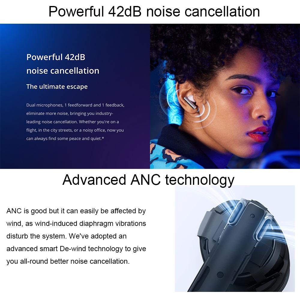 Blue Wireless Active Noise-cancelling Earbuds for Sports