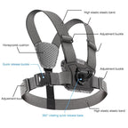 Adjustable Chest Strap with Mount and Screw - 6 In 1 Phone Clamp