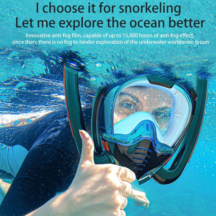 Full Dry Silicone Diving Mask for Adults - Double Tube - Black/Black