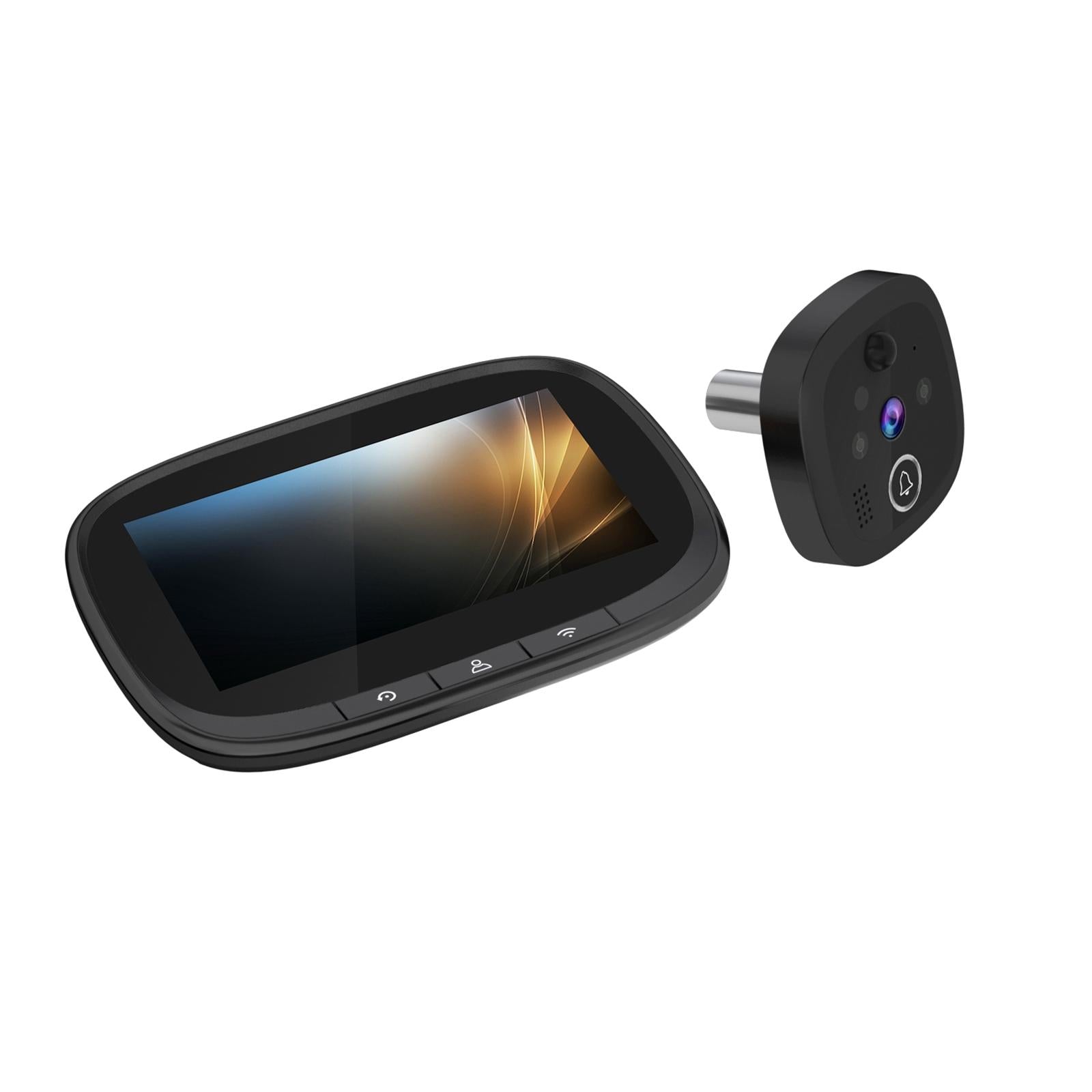 Wireless Video Doorbell With 4.3 Colour Screen And Wifi - Black