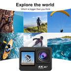 Outdoor Waterproof Dual Screen Wifi Sports Camera with Anti-shake Hd Video