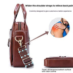 Large Capacity Retro Cowhide Briefcase - Coffee