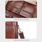 Large Capacity Retro Cowhide Briefcase - Coffee