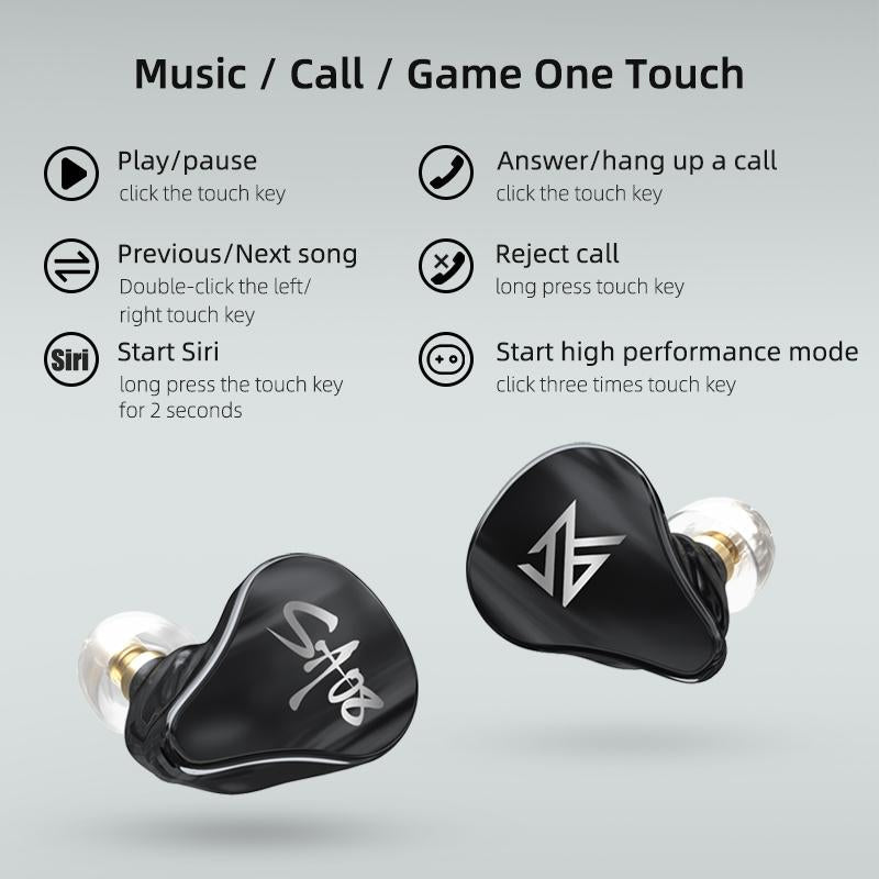 Kz Sa08 Wireless 5ba Bluetooth Tws Earphones - Black