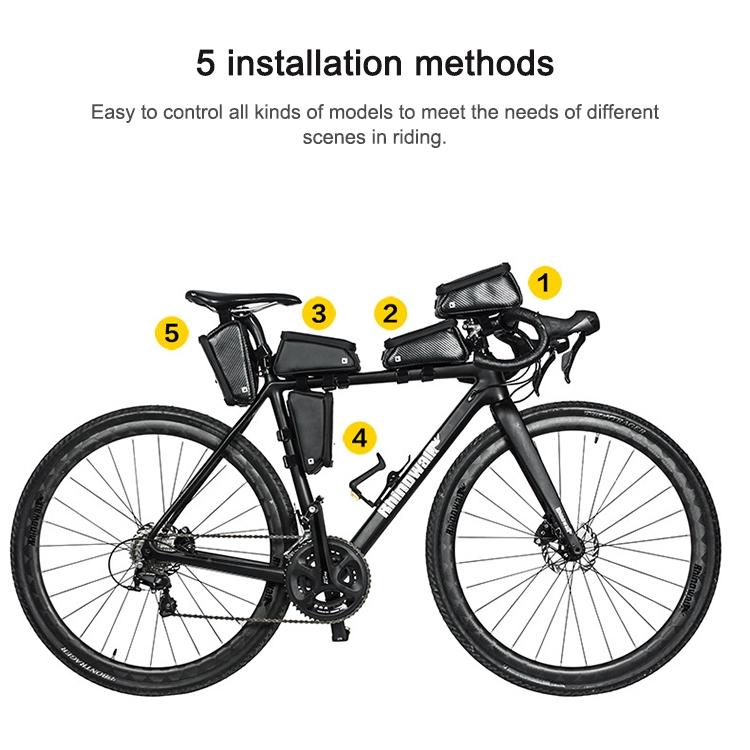 Waterproof Bike Handlebar Bag With Phone Holder - Carbon Fiber Black