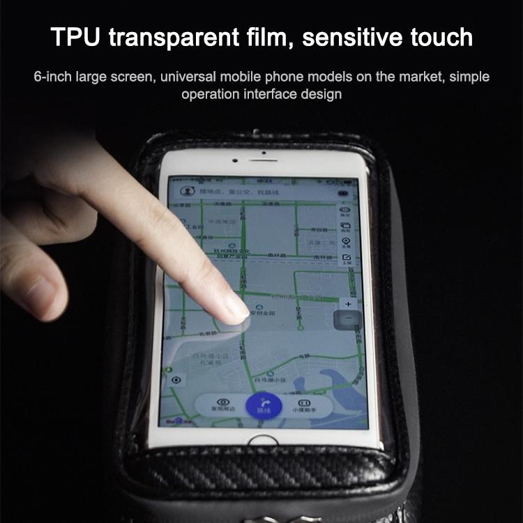 Waterproof Bike Handlebar Bag With Phone Holder - Carbon Fiber Black