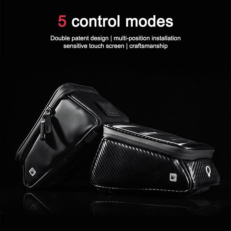 Waterproof Bike Handlebar Bag With Phone Holder - Carbon Fiber Black