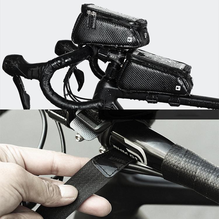 Waterproof Bike Handlebar Bag With Phone Holder - Carbon Fiber Black