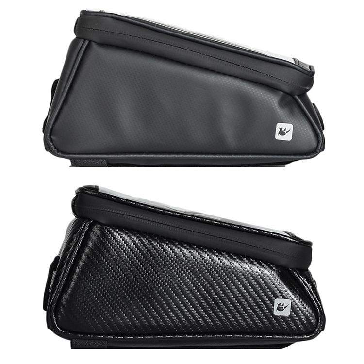 Waterproof Bike Handlebar Bag With Phone Holder - Carbon Fiber Black