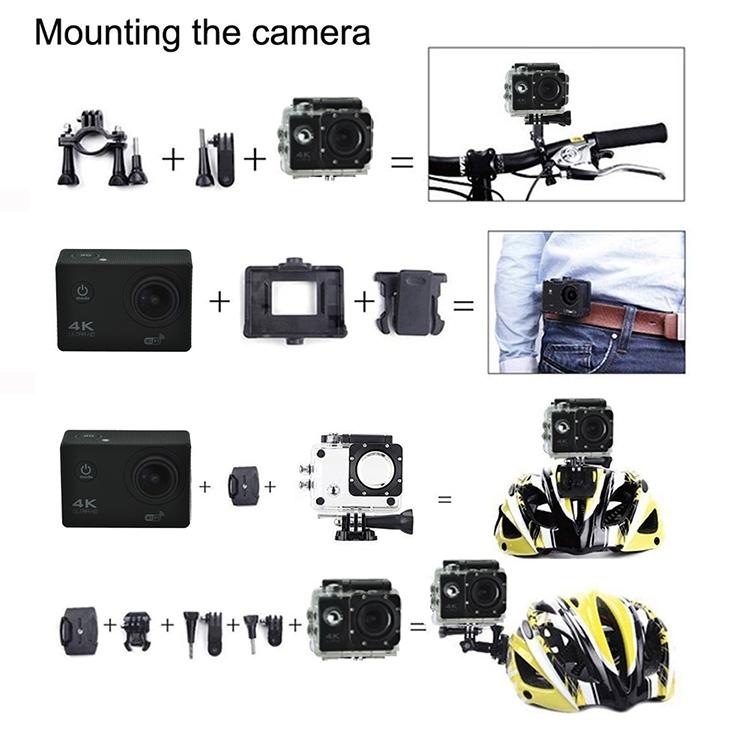 Waterproof 4k Action Camera for Cycling and Diving - Black