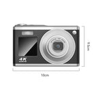 4K Hd Optical Zoom Digital Camera 60Mp Dual Screen Selfie Camera No Memory - Black