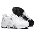 Versatile Double Row Rune Roller Skates - Size 33 - Low-Top Without Light (White)