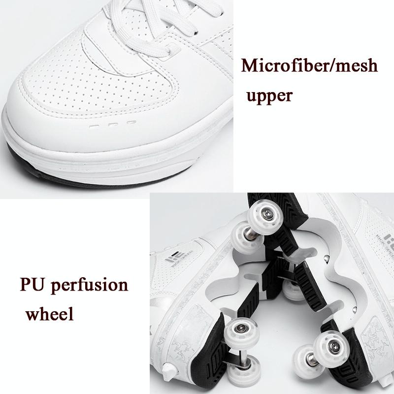 Versatile Double Row Rune Roller Skates - Size 33 - Low-Top Without Light (White)