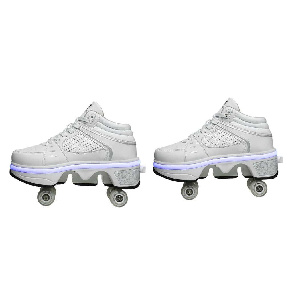 Versatile Double Row Rune Roller Skates - Size 33 - Low-Top Without Light (White)