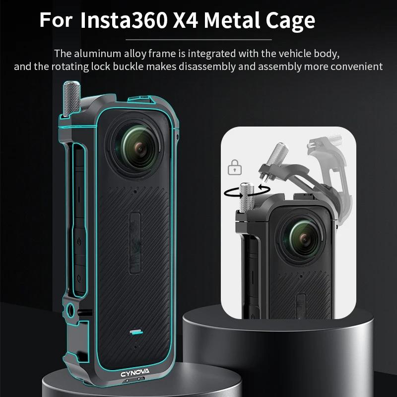Metal Rabbit Cage & Lens Cover Set for Insta360 X4 - Black