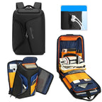Water Resistant Anti Theft Laptop Backpack With Usb Port - Black