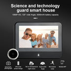 1080P Wifi Smart Cat Eye Video Doorbell With 4.3 Ips Lcd Screen And Infrared Night Vision Black